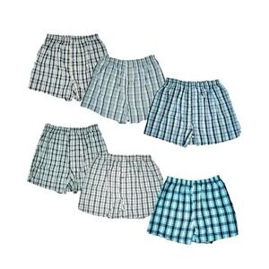 6pcs Shorts Plaid Elastic Waistband Button Mens Boxer Underwear cotton Shorts